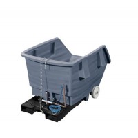 Prekucni zabojnik iz polietilena (PE),s kolesi in žepi za vilice, prostornina 500 litrov, siv