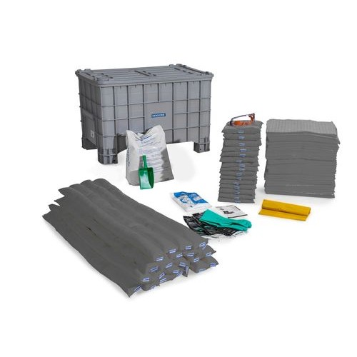 DENSORB komplet za ukrepanje ob razlitju v škatli s pokrovom brez kolesc, univerzalna izvedba