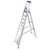 Aluminijasta lestev s koleščki in 2 varnostnima pasovoma, 12 stopnic
