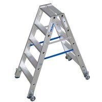 Aluminjasta stopničasta lestev, s koleščki, 2 x 5 stopnic