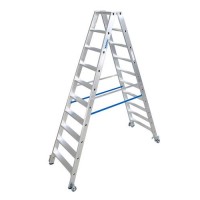 Aluminjasta stopničasta lestev, s koleščki, 2 x 12 stopnic
