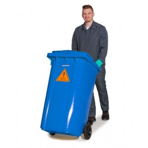 DENSORB komplet veziv za ukrepanje ob razlitju olja, v modri posodi s kolesi B 24