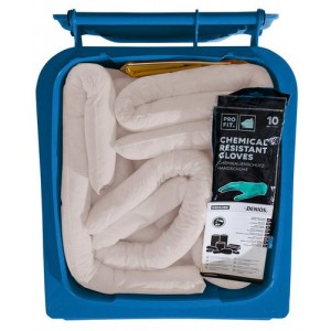 DENSORB komplet veziv za ukrepanje ob razlitju olja, v modri posodi s kolesi B 24