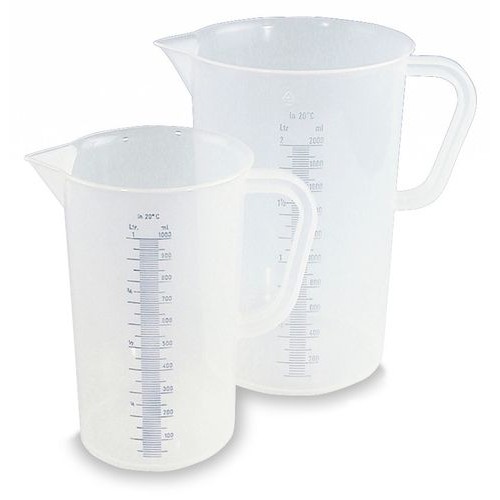 Merilni vrči iz polipropilena (PP), z vtisnjeno lestvico, 1 l, 10 kosov