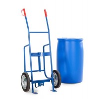 Voziček za sode FKH iz jekla, barvano modro, pnevmatike iz polne gume, za 200/220 litrske sode