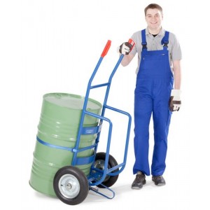 Voziček za sode FKZ Steel, pnevmatike iz polne gume, osnovna plošča in pritrdilni trak, za 60/200 litrske sode