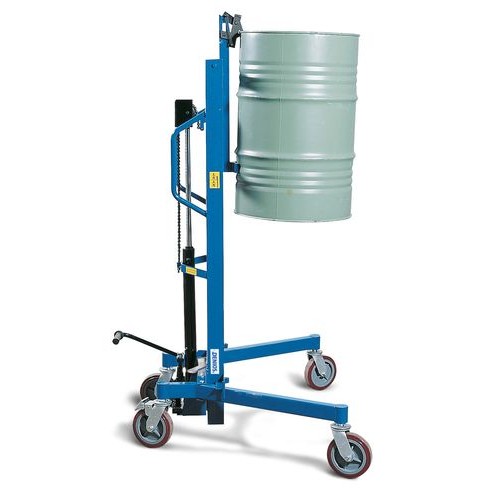 Dvigalo in prijemalo sodov Servo, 200 l jekleni sodi, nastavljivo podvozje, višina dviga 0-1060 mm