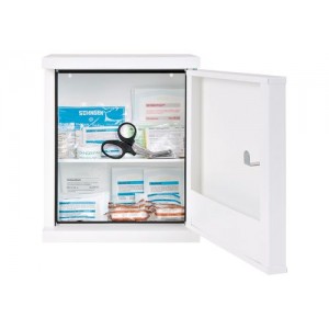 Omarica za prvo pomoč NovoLine, pločevina, s polnilom po DIN 13157, 1 vrata, bela