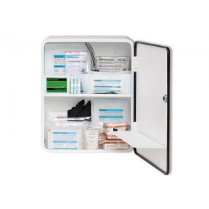 Omarica za prvo pomoč, pločevina, s polnilom po Ö-Normi Z1020-1, 1 vrata, bela