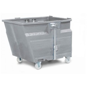 Zabojnik za razsuti material iz polietilena (PE), s kolesi, prostornine 600 l, siv