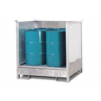 Postaja za nevarne snovi 4 P2-O-V50 iz jekla, pocinkana, za 4 sode po 200 litrov, 3 stene, nakladalna