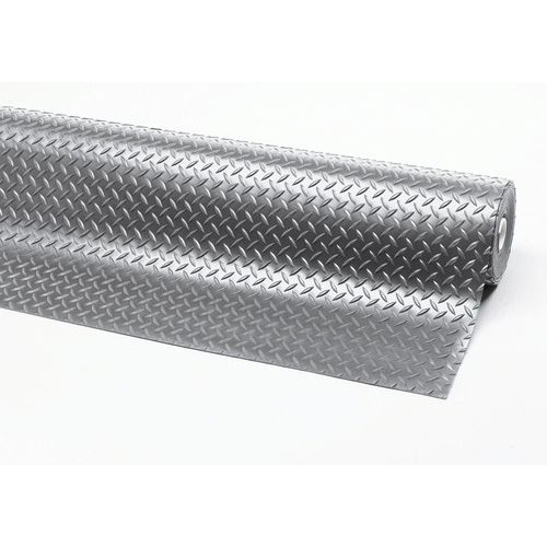 Gumijast nedrseč tekač z diamantno ploščo, vzorec solz, 91 cm x 22,8 m, siv