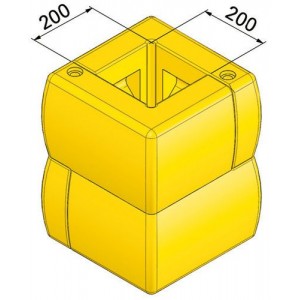 Stebrički zaščitni profil 200 (stebrički do 200x200 mm) iz PE, rumen, 400 x 400 x 500 mm, komplet = 2 kosa