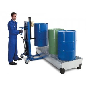 Servo dvigalo sodov, prijemalo sodov, jekleni sodi 60 do 200 l, ozko podvozje, višina dviga 120-740 mm