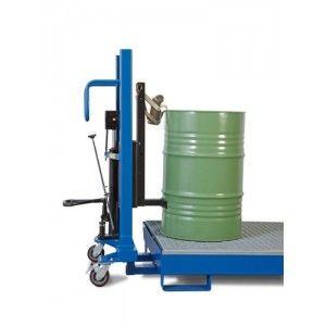 Servo dvigalo sodov, prijemalo sodov, jekleni sodi 60 do 200 l, ozko podvozje, višina dviga 120-740 mm