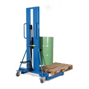 Servo dvigalo sodov, prijemalo sodov, jekleni sodi 60 do 200 l, široko podvozje, višina dviga 0-1390 mm