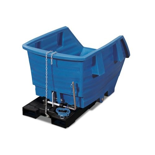 Prekucni zabojnik iz polietilena (PE), z utori za vilice, prostornina 1000 litrov, moder