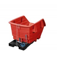 Prekucni zabojnik iz polietilena (PE)  z žepi za vilice, prostornina 1000 litrov, rdeč