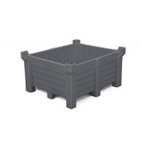 Nakladalna posoda PolyPro iz PE, 400 l, lovilni volumen 360 l, zaprta, siva