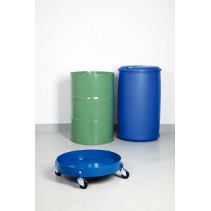 Voziček za sode z neprepustnim jeklenim pladnjem za 200 litrske sode, 4 kolesa, moder