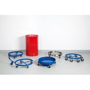 Voziček za sode z neprepustnim jeklenim pladnjem za 200 litrske sode, 4 kolesa, moder