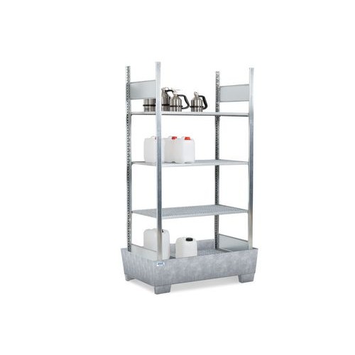 Regal RPG 1060 za vnetljive snovi, pocinkana zbirna posoda, 4 pocinkane rešetke