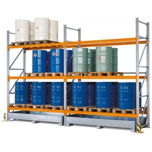 Paletni regal PR 27.37 za 9 palet ali 6 palet za kemikalije, 3 nivoji, osnovni regal