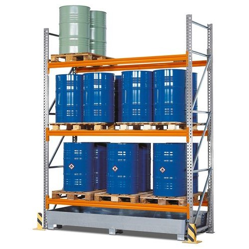 Paletni regal PR 27.37 za 9 palet ali 6 palet za kemikalije, 3 nivoji, osnovni regal