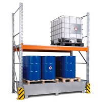 Combi-Shelf 3 K4-I s pocinkano lovilno posodo, za 4 IBC po 1000 l, osnovni regal
