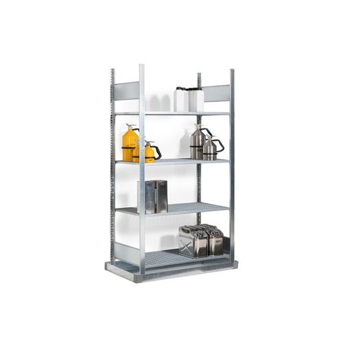 Regal za nevarne snovi GRB 1040 za vnetljive materiale, s talno posodo, 1156 x 526 x 2000 mm, osnovni regal