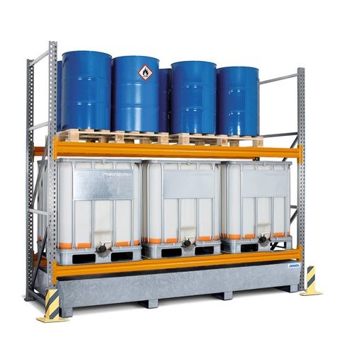 Paletni regal PR 33.25 za 6 palet ali 6 palet za kemikalije ali 6 IBC, 2 nivoja, dodatni regal