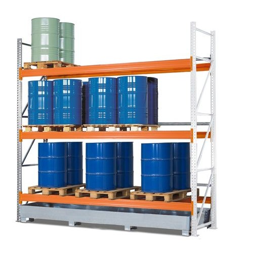 Paletni regal PR 33.37 za 9 palet ali 9 palet za kemikalije, 3 nivoji, dodatni regal