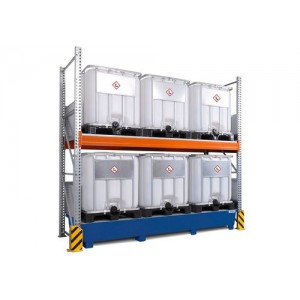 Combi-Shelf 3 K6-I z barvano lovilno posodo, za 6 IBC po 1000 l, osnovni regal