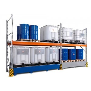 Combi-Shelf 3 K6-I z barvano lovilno posodo, za 6 IBC po 1000 l, osnovni regal