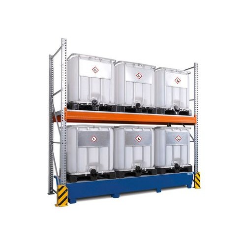 Combi-Shelf 3 K6-I z barvano lovilno posodo, za 6 IBC po 1000 l, osnovni regal