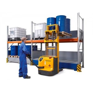 Combi-Shelf 3 K6-I z barvano lovilno posodo, za 6 IBC po 1000 l, osnovni regal