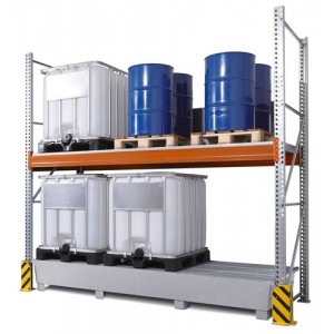 Combi-Shelf 3 K6-I s pocinkano lovilno posodo, za 6 IBC po 1000 l, osnovni regal