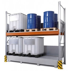 Combi-Shelf 3 K6-I s pocinkano lovilno posodo, za 6 IBC po 1000 l, osnovni regal