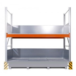 Combi-Shelf 3 K6-I s pocinkano lovilno posodo, za 6 IBC po 1000 litrov, dodatni regal