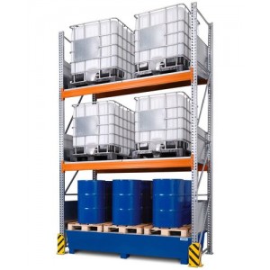 Combi-Shelf 4 K6-I z barvano lovilno posodo, za 6 IBC po 1000 l, osnovni regal