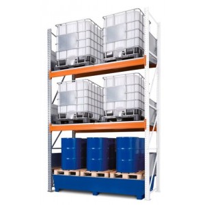 Combi-Shelf 4 K6-I z barvano lovilno posodo, za 6 IBC po 1000 l, dodatni regal