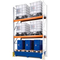 Combi-Shelf 4 K6-I z barvano lovilno posodo, za 6 IBC po 1000 l, dodatni regal