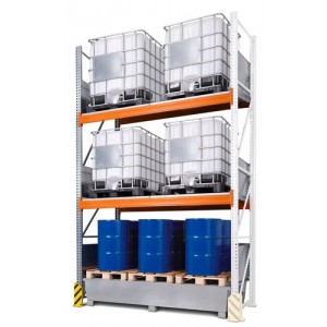 Combi-Shelf 4 K6-I s pocinkano lovilno posodo, za 6 IBC po 1000 l, dodatni regal