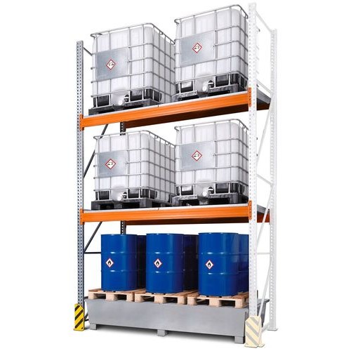 Combi-Shelf 4 K6-I s pocinkano lovilno posodo, za 6 IBC po 1000 l, dodatni regal