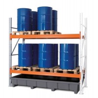 Paletni regal PRP 27.25 za 6 palet ali 4 palete za kemikalije, 2 nivoja, dodatni regal