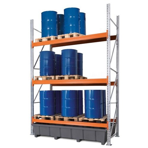 Paletni regal PRP 27.37 za 9 palet ali 6 palet za kemikalije, 3 nivoji, osnovni regal