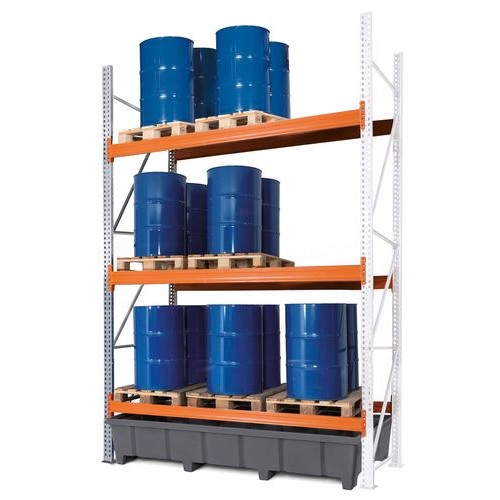 Paletni regal PRP 27.37 za 9 palet ali 6 palet za kemikalije, 3 nivoji, dodatni regal