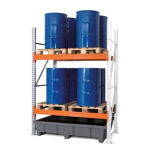 Paletni regal PRP 18.25 za 4 palete ali 2 paleti za kemikalije, 2 nivoja, dodatni regal