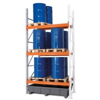 Paletni regal PRP 18.37 za 6 palet ali 3 palete za kemikalije, 3 nivoji, dodatni regal