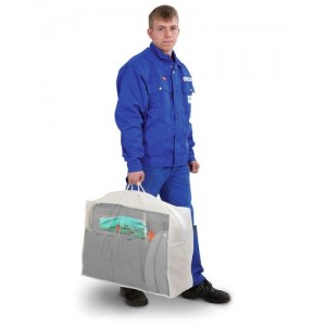 DENSORB komplet za ukrepanje ob razlitju, v prozorni torbi, univerzalna izvedba, 60 l